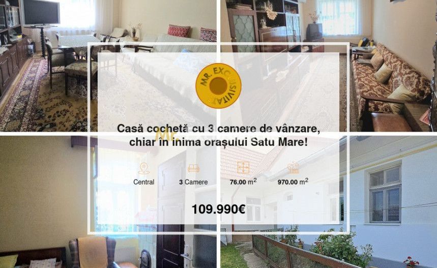 Casă cochetă cu 3 camere de vânzare, chiar în inima orașului Satu Mare! - Poză 1