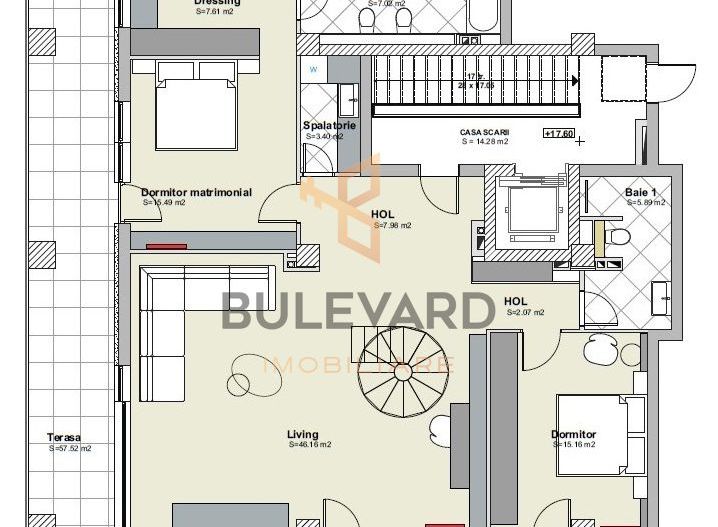 Penthouse de lux 150 mp utili + 200 mp terasa + 2 parcari subterane - Schiță 16