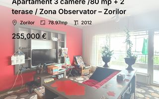 Apartament 3 camere /80 mp + 2 terase / Zona Observator – Zorilor - Poză 1