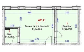 Apartament 2 camere -intabulat - Selimbar zona Shopping City - Schiță 11
