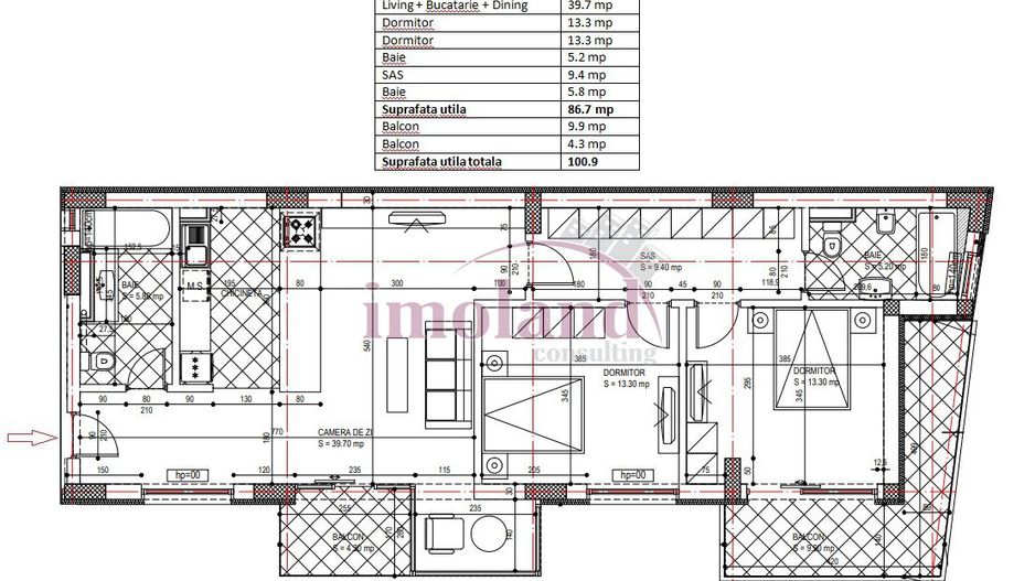 Apartament 3 camere - Uranus - Schiță 15