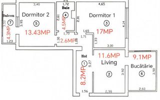 Apartament 2 camere modificat in 3 camere - Schiță 11