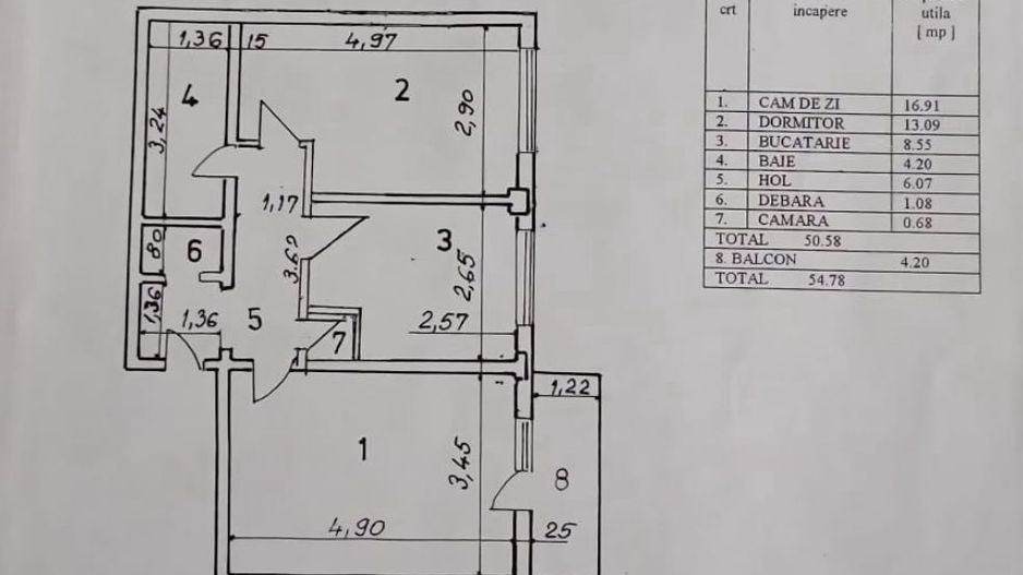 Apartament 2 camere, decomandat – Zona Centrală, bloc Lumina - Schiță 11