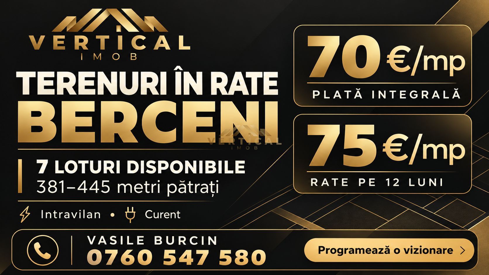 Terenuri intravilane Berceni | Rate 12 luni | De la 26.670 € - Poză 1