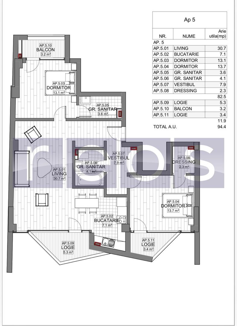 VANZARE APARTAMENT 3 CAMERE | LIZEANU | BLOC NOU | PARCARE | TERASA - Schiță 21