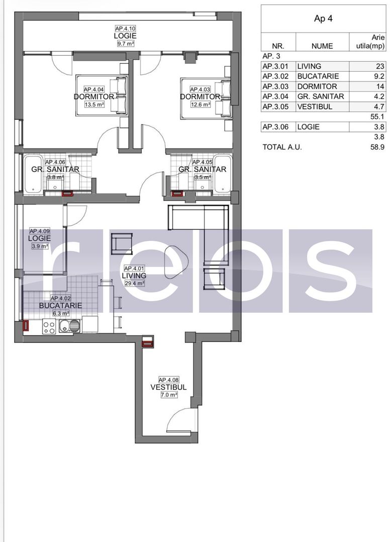 VANZARE APARTAMENT 3 CAMERE | LIZEANU | BLOC NOU | PARCARE | TERASA - Schiță 20