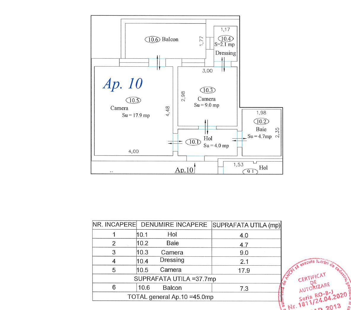 Apartament nr.10 cu 2 camere complet mobilat si utilat - Poză 8