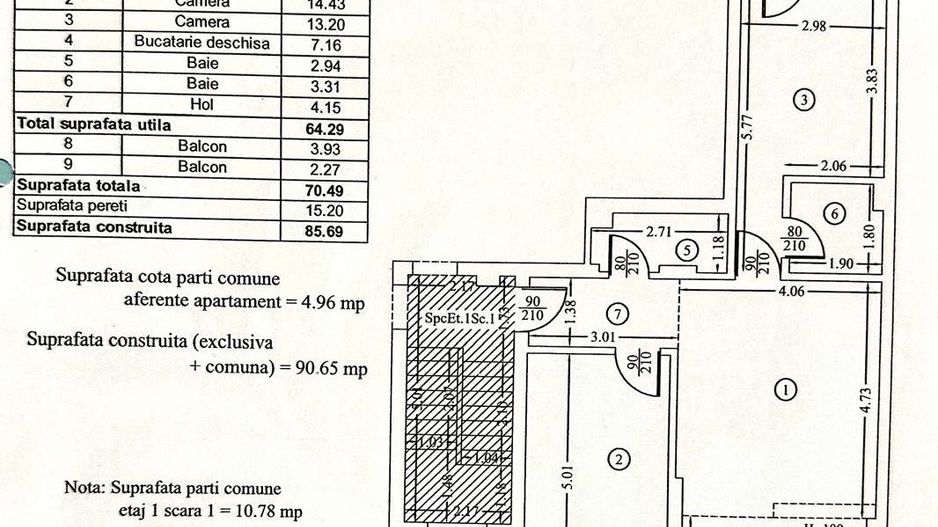 Vanzare apartament 3 camere - Chiajna Dudu - Schiță 21