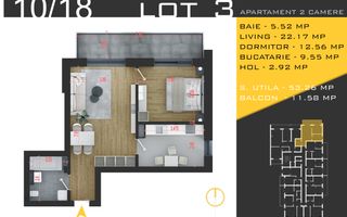 2 camere  Titan Pallady  Metrou Nicolae Teclu - Schiță 11