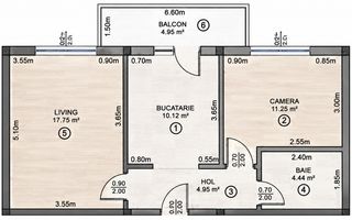 Apartament decomandat cu 2 camere mobilat si utilat modern- Etaj 1 - Poză 8
