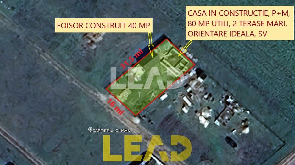 Comision 0%, Casa in constructie P+M, 80 mp utili, cu foisor si teren 504 mp - Poză 1