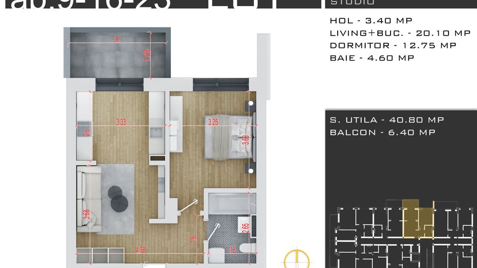 2 camere  -parcare inclusa -proiect nou -Pallady - Schiță 13