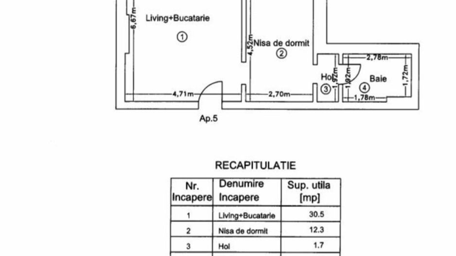 Apartament 2 camere Crystal North Pipera – mobilat. - Schiță 10
