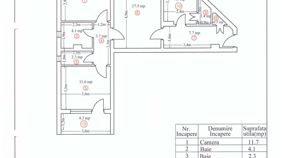 Apartament Ultracentral 3 camere Etaj I -Str. Mihai Viteazul 1- Carei - Schiță 20