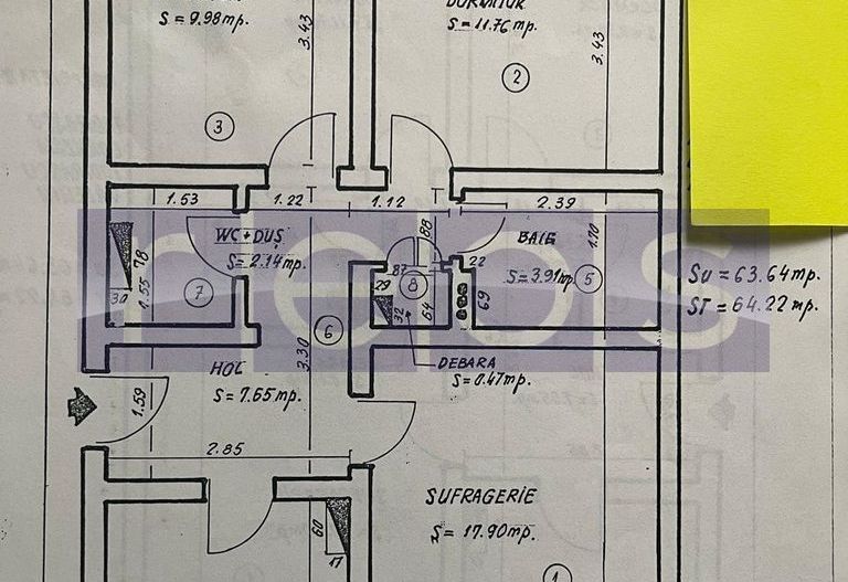 VANZARE APARTAMENT 3 CAMERE DOROBANTI RADU BELLER DECOMANDAT 64MP - Poză 6