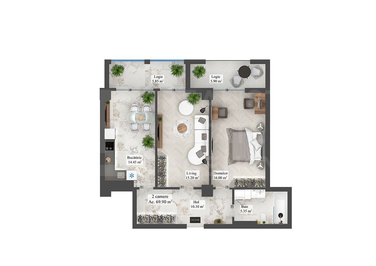 Vânzare apartament- 2 camere 69.9 mp, str. N. Zelinski, Botanica - Poză 6
