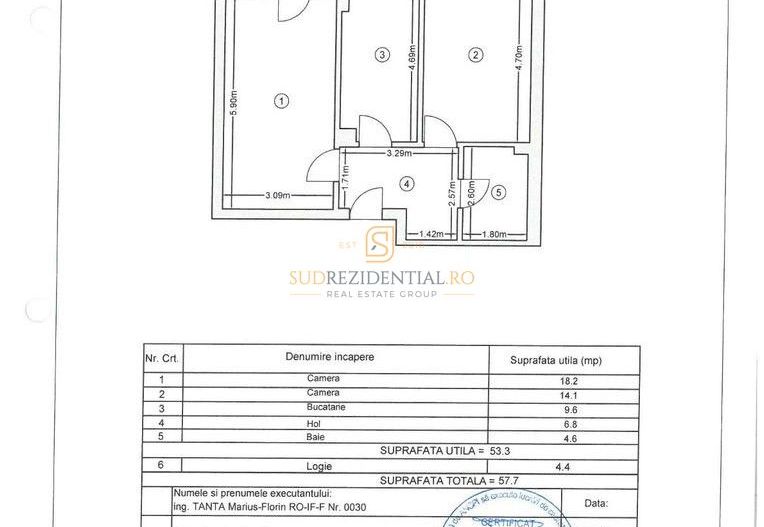 Apartament 2 camere, 53mp + balcon, Grand Arena, finalizat 2024 - Schiță 9