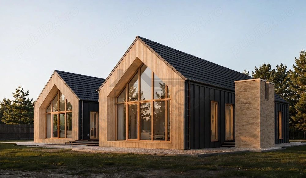 Casa individuala superba, cu arhitectura scandinava, moderna - langa padure, teren generos - Poză 4