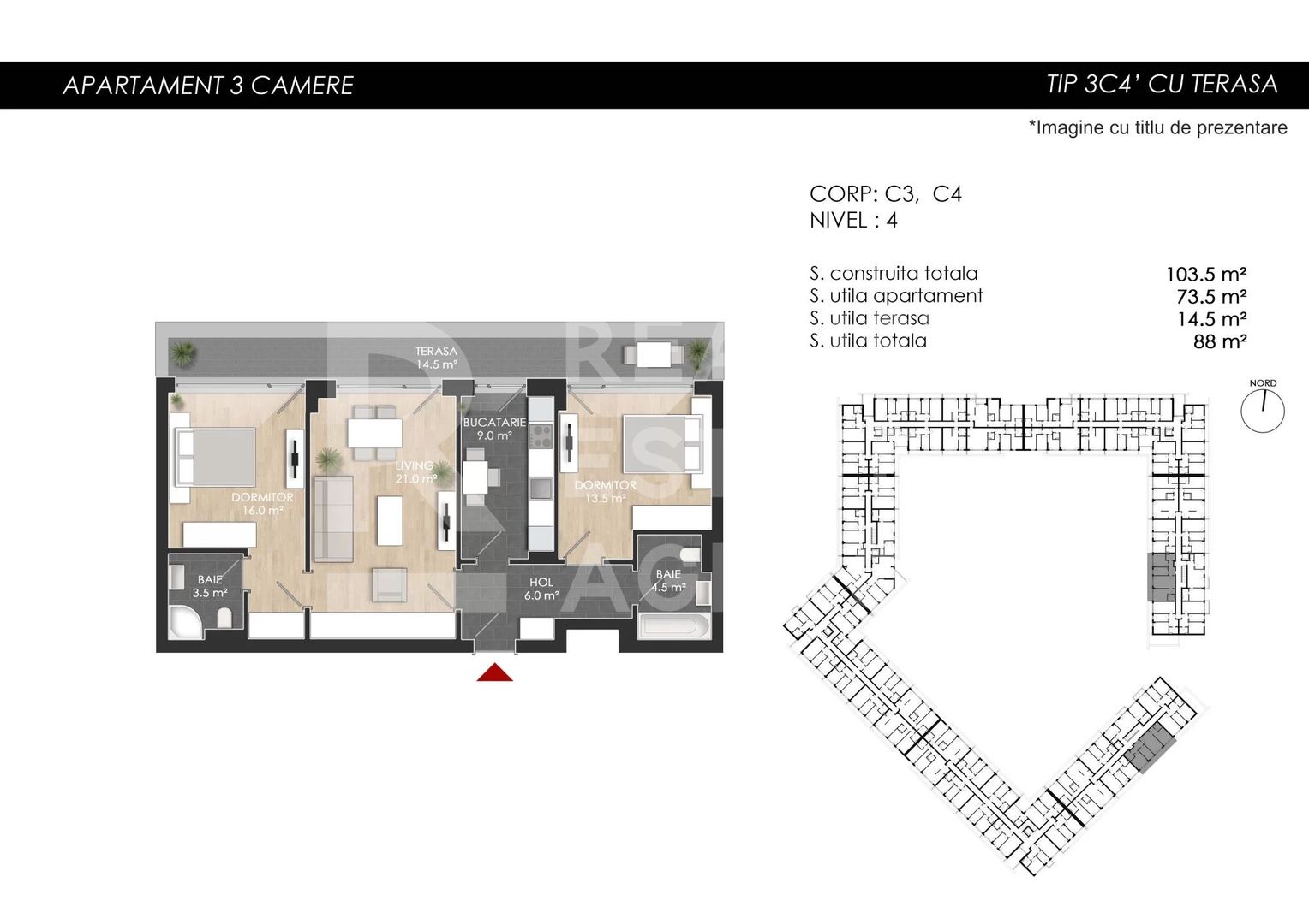 Vânzare, apartament cu 3 camere în zona Bucureștii Noi - Poză 3