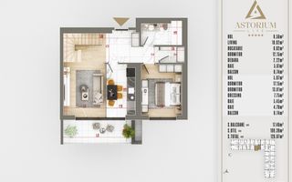 4 camere Duplex  Proiect Premium Titan Pallady - Schiță 8