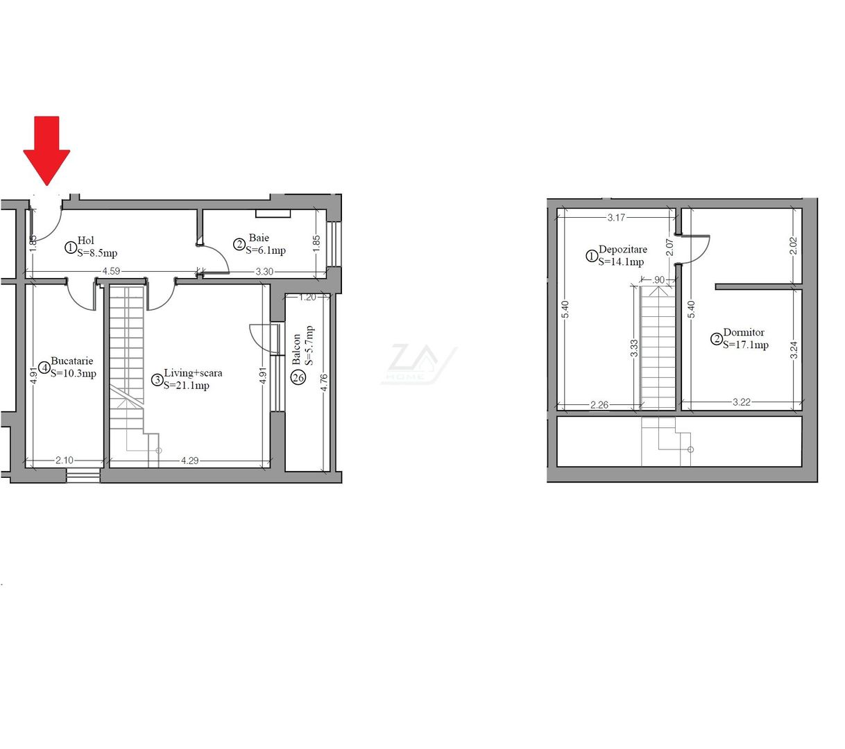 Ap pe 2 niveluri. Decomandat. 2 locuri de parcare. - Poză 10