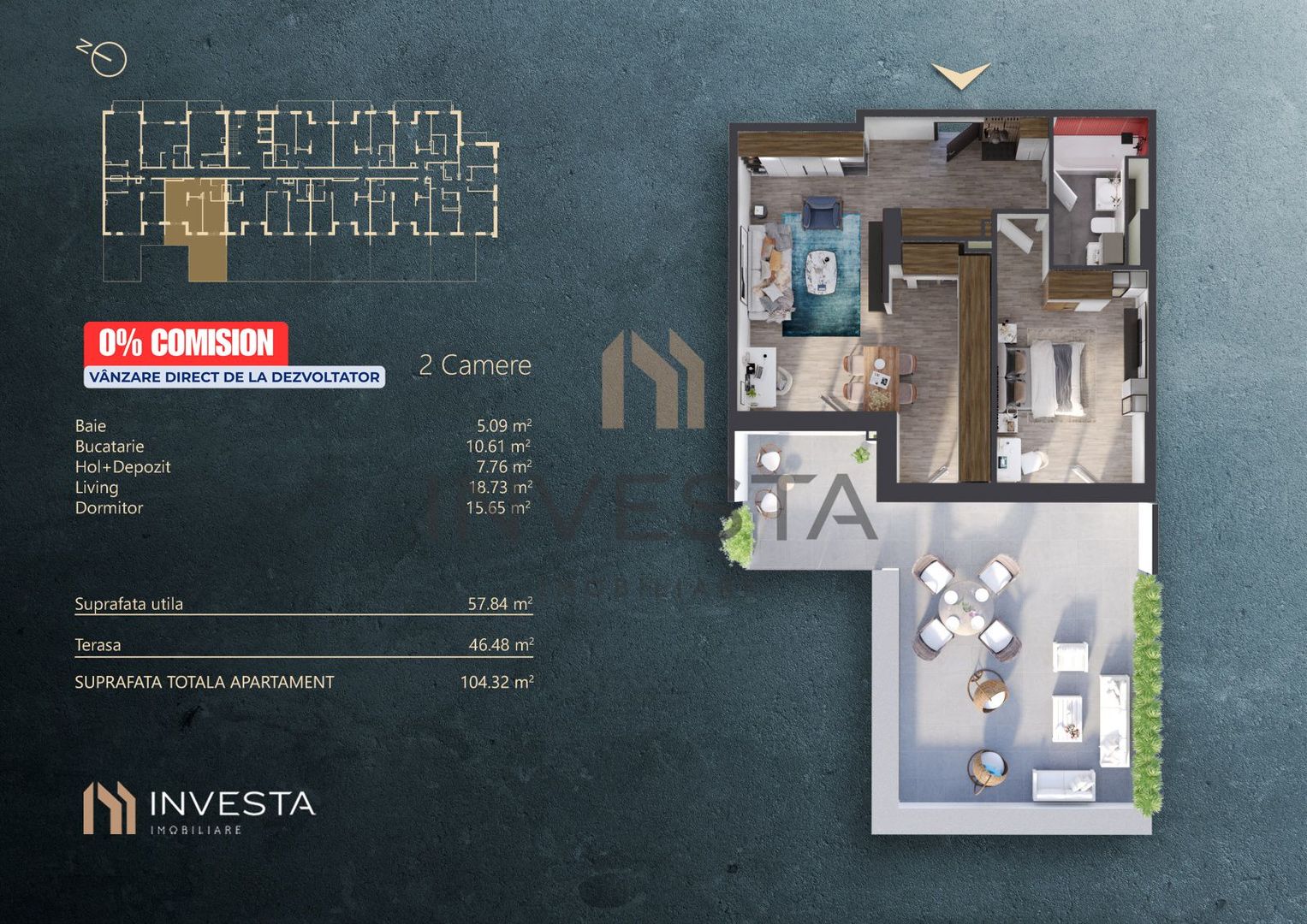 NOU pe Piata - 0% Comision -  Apartament 2 camere - cladire nZEB - Schiță 2