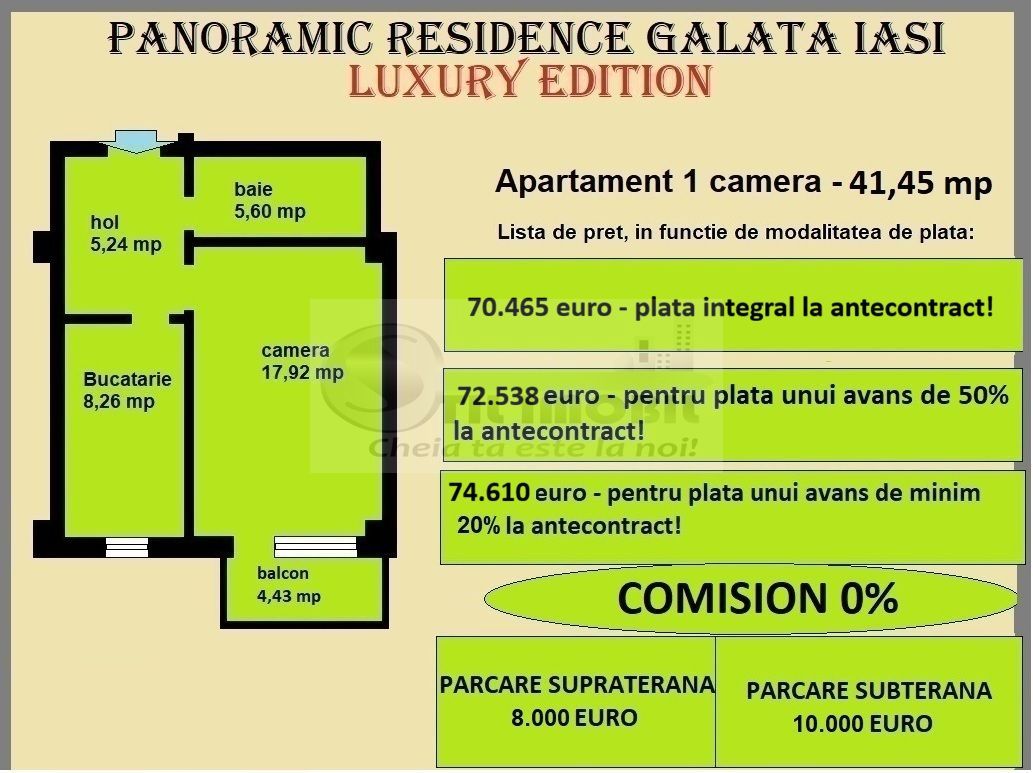 Apartament 1 camera de vanzare in Iasi, Galata, 41,45 mp, bloc nou - Poză 2