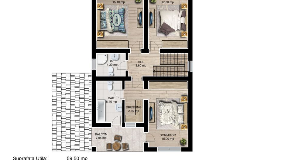 Casa individuala 4 camere 3 bai garaj Cartier Izvor Tarlungeni Brasov - Schiță 10