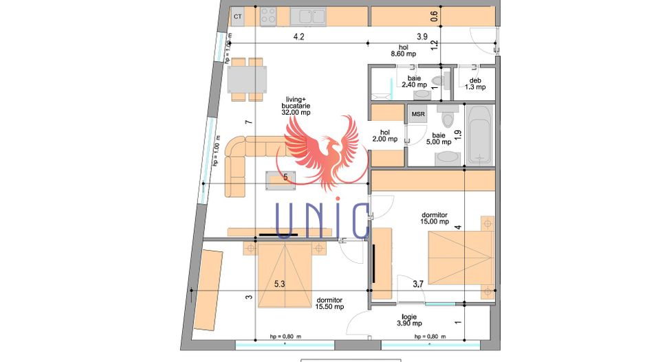 Apartament 3 camere exclusivist in bloc stil Boutique Ultracentral - Schiță 2