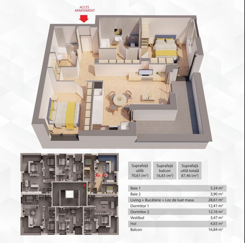 Penthouse 3 camere ARED - 104mp - Poză 7