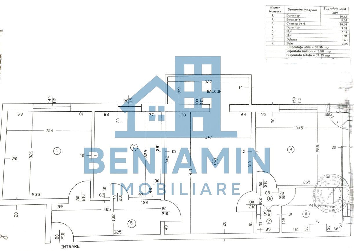 3 camere etaj 3 59mp an 1978 - centrala -pe principala -Craiovita - Schiță 8