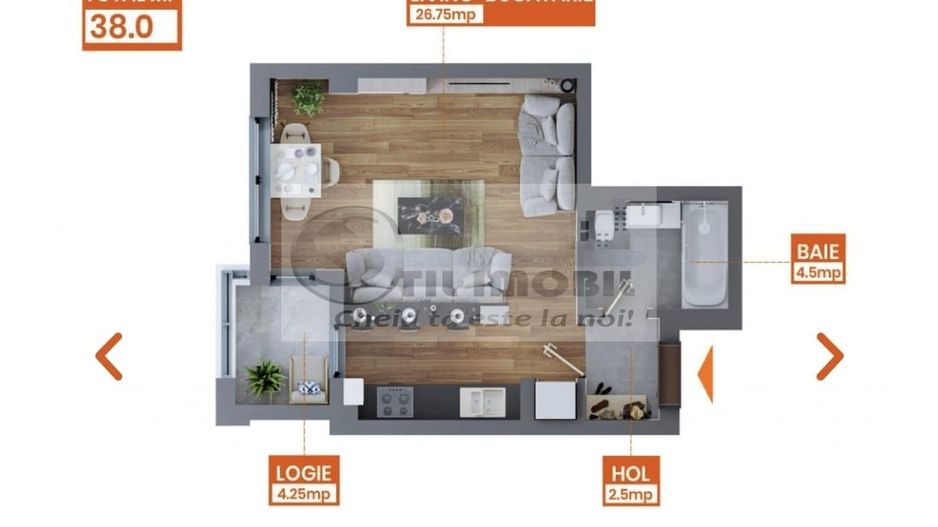 COMPLEX REZIDENTIAL IN DACIA- Ap.cu 1 camera 38mp tip 7-9, Comision 0% - Poză 5