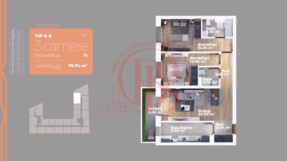 Apartament 3 camere Titan-Liviu Rebreanu Sector 3 - Schiță 8
