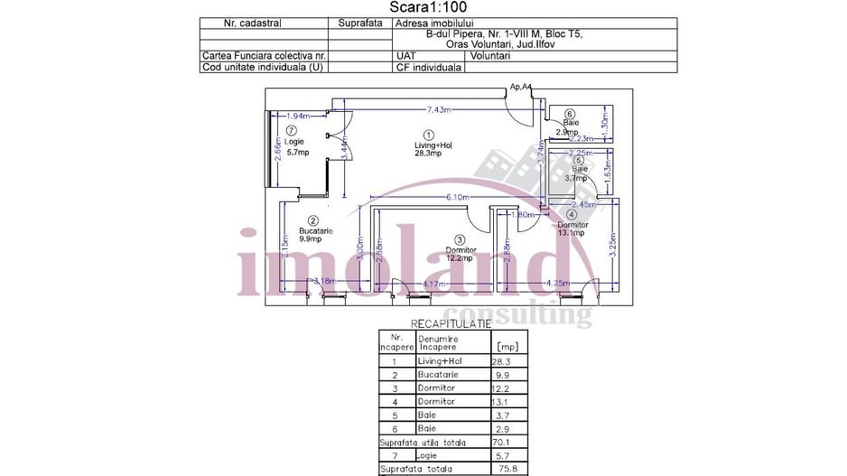 Inchiriere - apartament - 3 camere - mobilat&utilat - Avalon Estate-Pipera - Schiță 14