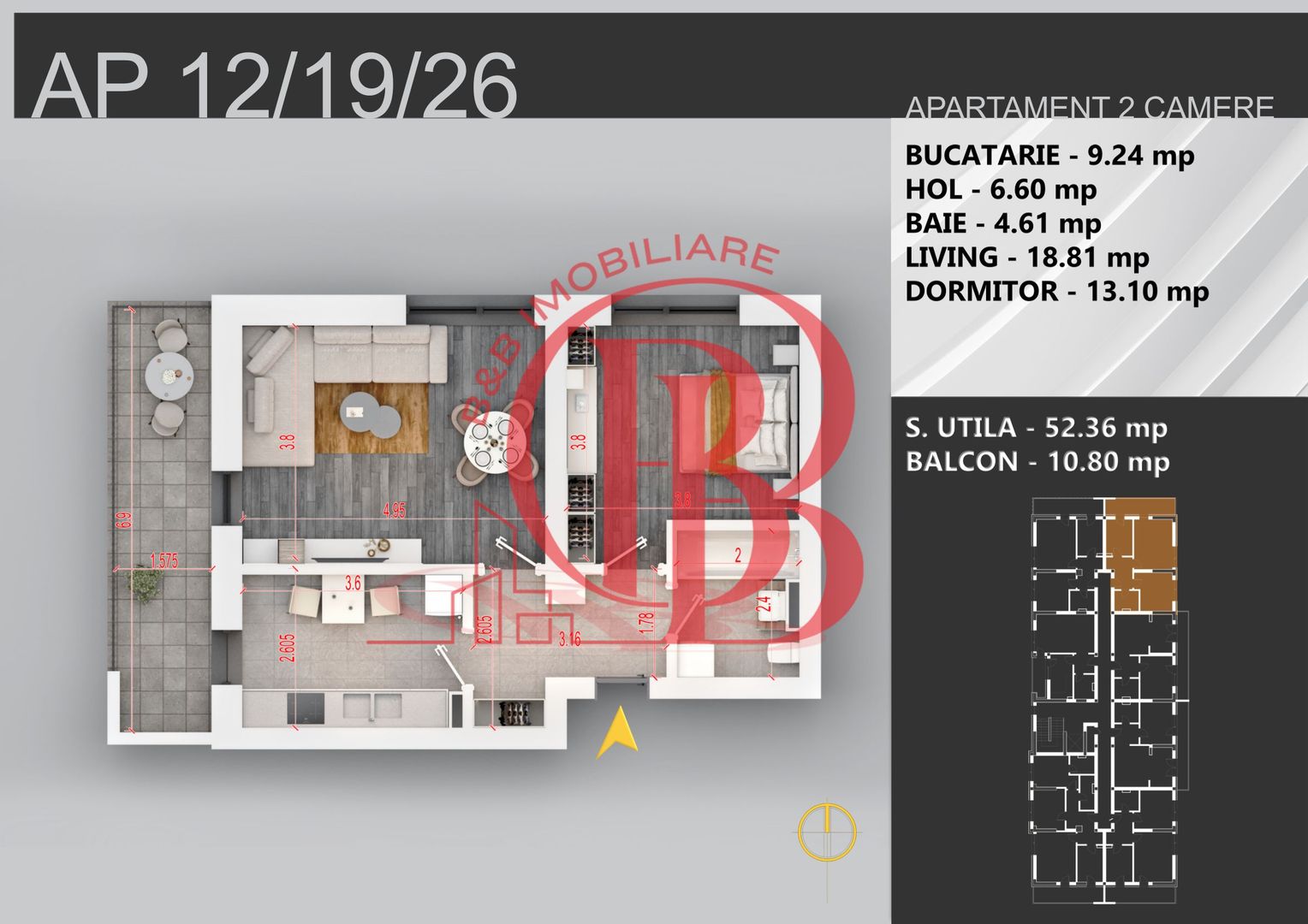 2 camere decomandat bloc boutique 7min STB Bratarii - Schiță 8