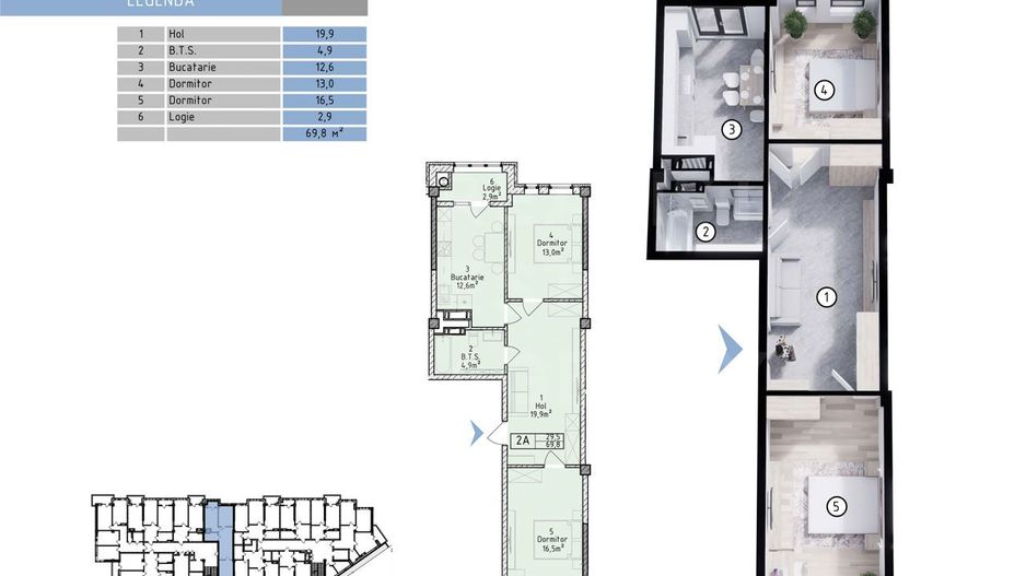 Vânzare, apartament, 2 camere, strada Nicolae Dimo, Durlești - Poză 4