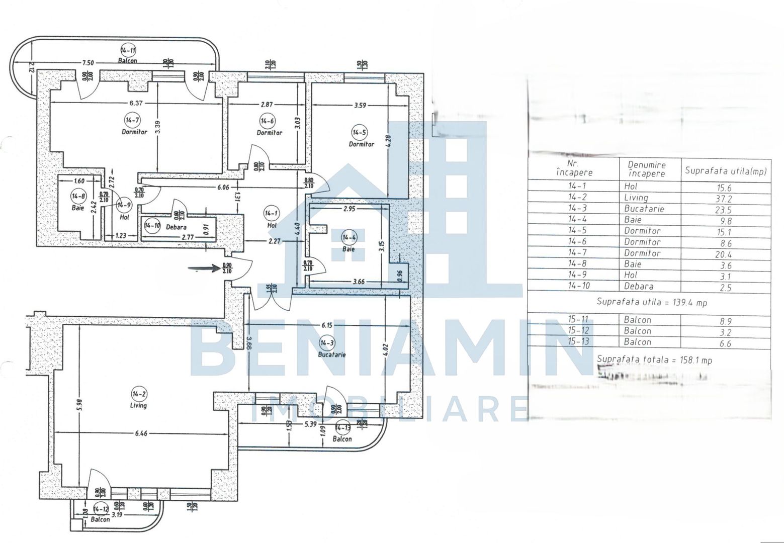 Apartament-Bloc Coreeni-4 Decomandate-158mp-Parcare-Ultracentral - Schiță 12