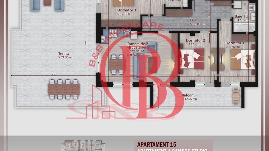 4 camere cu terasa  -proiect nou- Metrou Nicolae Teclu - Schiță 10