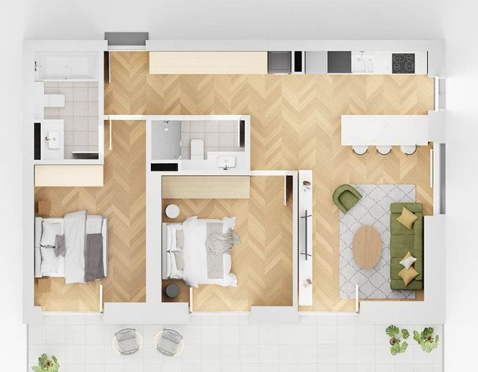 apartament 3 camera lakefield BM3 - Schiță 1