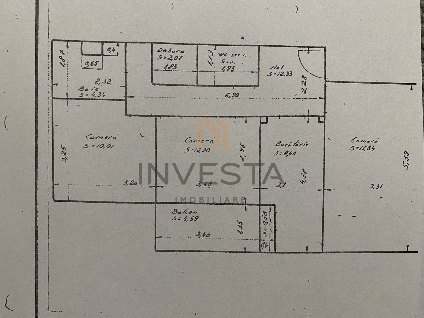 Apartament 3 camere decomandat cu balcon si parcare, zona Gruia - Schiță 12