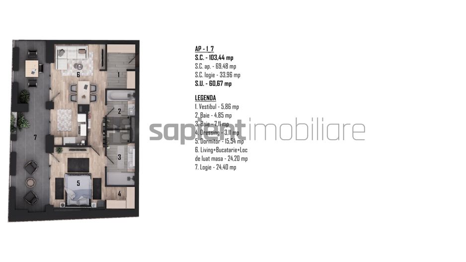 De vânzare apartament 2 camere, ultracentral, semifinisat - Poză 3
