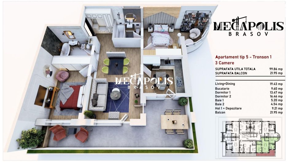 Apartament 3 camere/ Coresi/ Plata Tranşe/ Credit - Poză 5