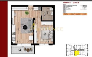 Vand apartament cu 2 camere tip studio I Metrou I 86000 ! - Poză 8