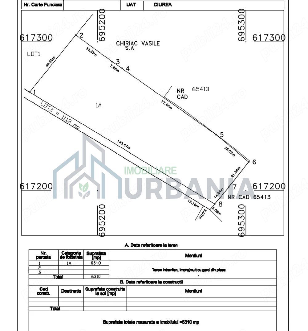 Teren intravilan, Curaturi, comuna Ciurea, 6310 mp - Poză 2