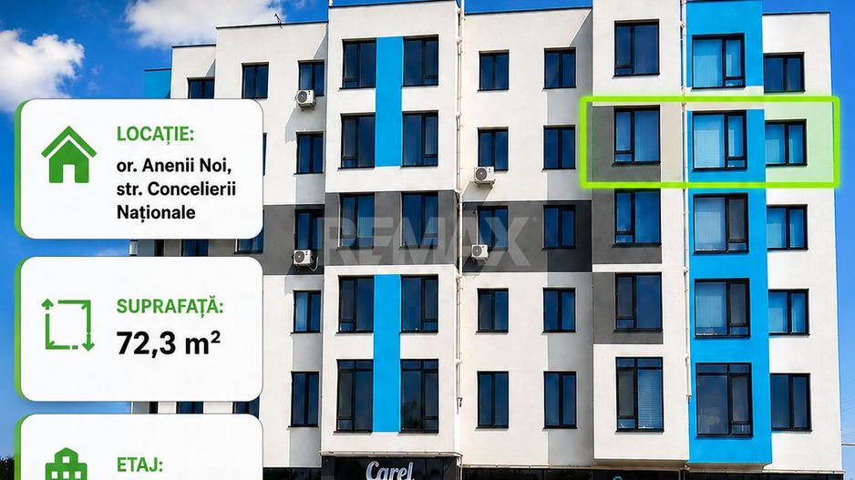 APARTAMENT CU 3 DORMITOARE – 72 m² | CENTRUL ORAȘULUI ANENII NOI - Poză 1
