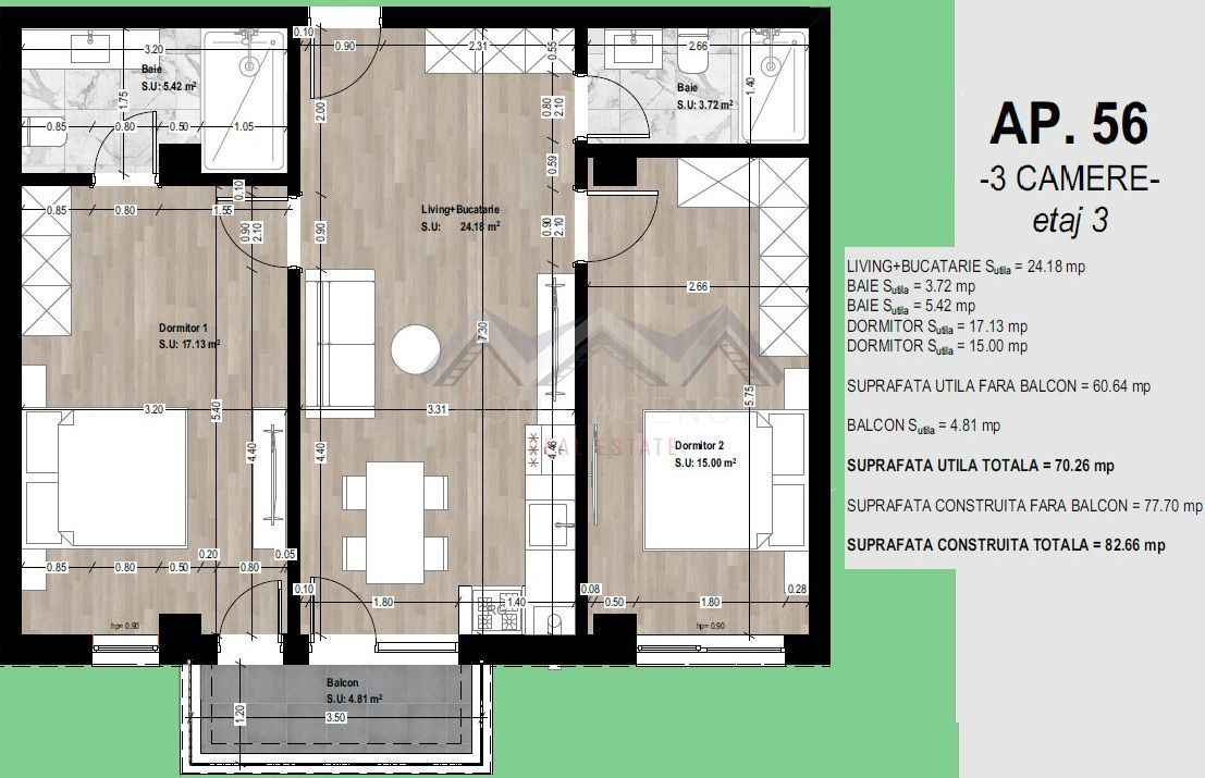 Apartament 3 camere Otopeni - TVA și parcare incluse - Schiță 7