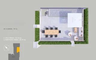 VANZARE APARTAMENT LA CHEIE | 3CAMERE | 84.3MP | TERASA 54MP | PARCARE - Schiță 19