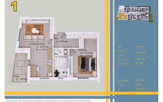 Ap 2 cam 62 mp, baie 6.7 mp cu geam, 12 min metrou Teclu - Schiță 12