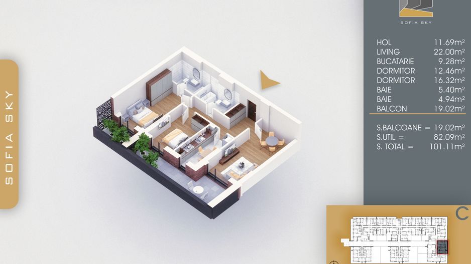 Apartament 3 camere Titan Pallady  700 metri Metrou N. Teclu - Schiță 1