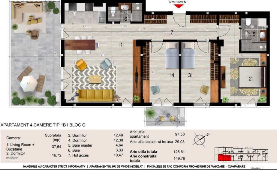 Apartament studio 2/ 3/ 4 camere cu parcare zona Baneasa - Poză 5